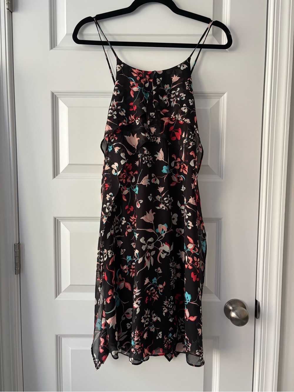 BCBGMAXAZRIA Black Floral Slip Dress M